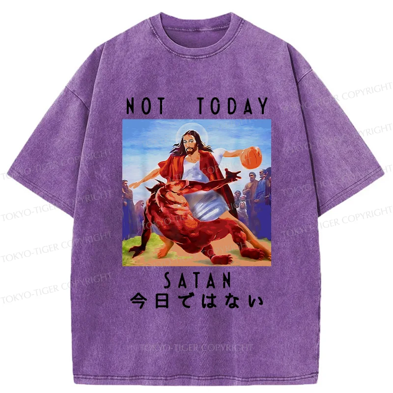 Tokyo-Tiger Jesus Is Fighting The Devil Washed T-Shirt