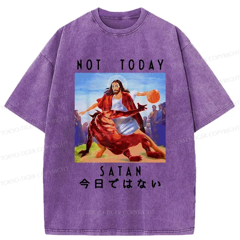Tokyo-Tiger Jesus Is Fighting The Devil Washed T-Shirt