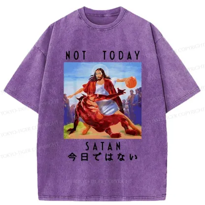 Tokyo-Tiger Jesus Is Fighting The Devil Washed T-Shirt
