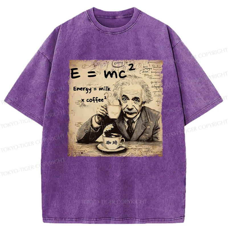 Tokyo-Tiger Funny Energy=Milk x Coffee^2 Washed T-Shirt