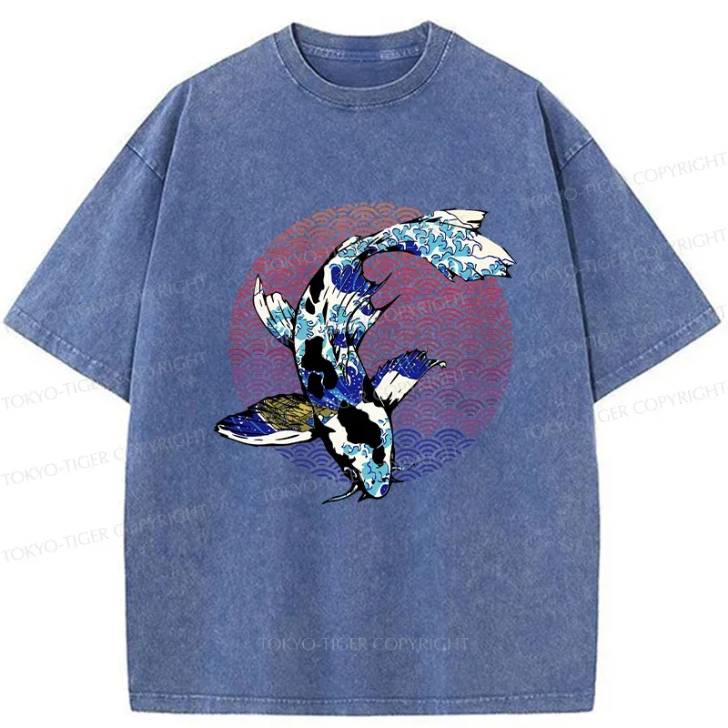Tokyo-Tiger Vintage Japanese Koi Washed T-Shirt