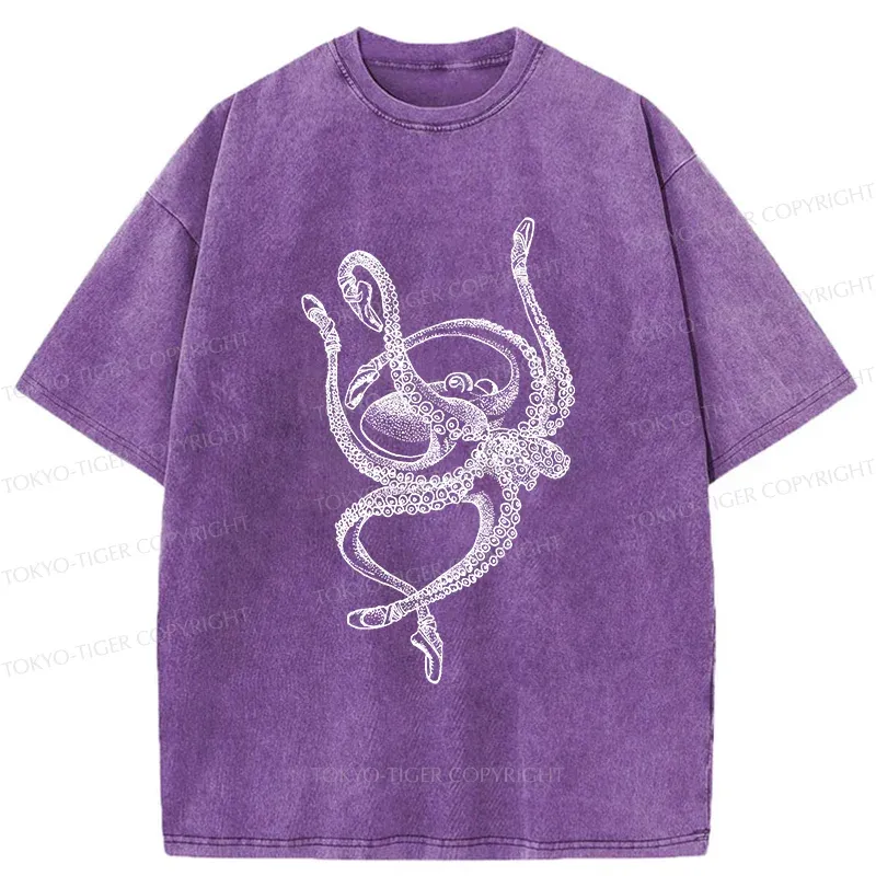 Tokyo-Tiger Octopus Dancing Ballet Washed T-Shirt