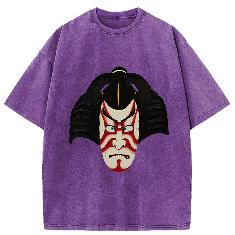 Tokyo-Tiger Japanese Ukiyo-e Kabuki Washed T-Shirt