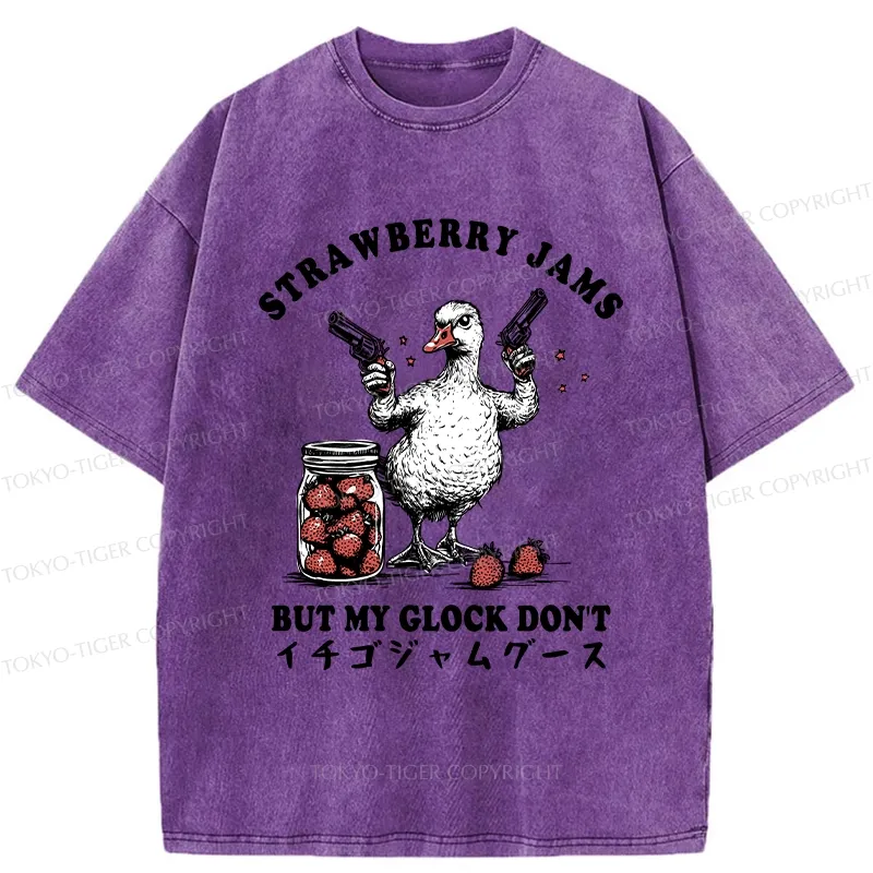 Tokyo-Tiger Strawberry Jam Funny Washed T-Shirt