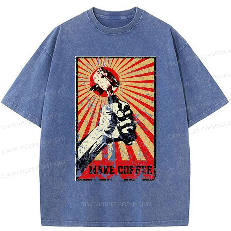 Tokyo-Tiger Make Coffee Together Washed T-Shirt