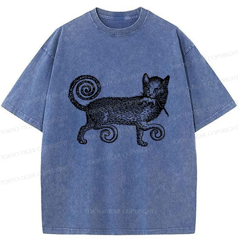 Tokyo-Tiger Cat That Caught The Mouse Washed T-Shirt