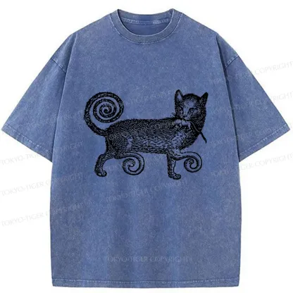 Tokyo-Tiger Cat That Caught The Mouse Washed T-Shirt
