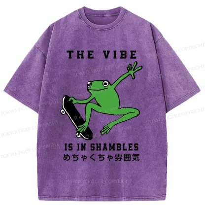 Tokyo-Tiger Frog Skateboard Washed T-Shirt