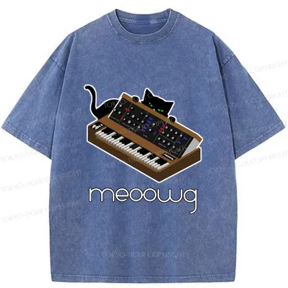 Tokyo-Tiger Cat and Music Washed T-Shirt