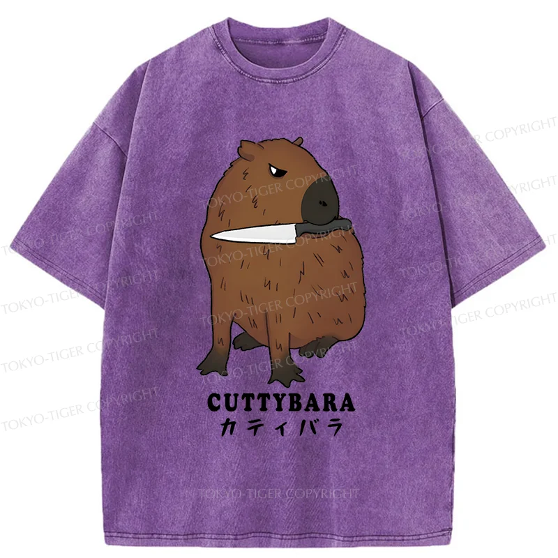 Tokyo-Tiger Cuttybara Funny Washed T-Shirt