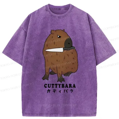 Tokyo-Tiger Cuttybara Funny Washed T-Shirt
