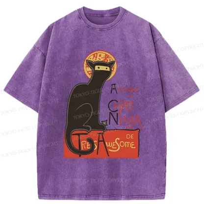 Tokyo-Tiger Ninja Cat Poster Washed T-Shirt