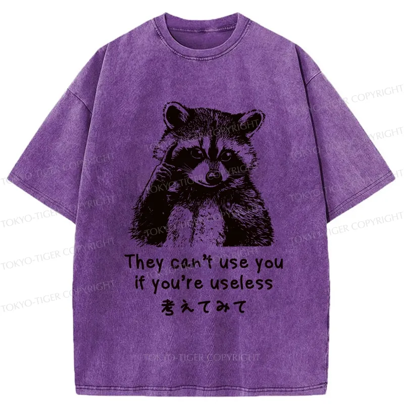 Tokyo-Tiger Funny Raccoon Quotes Washed T-Shirt
