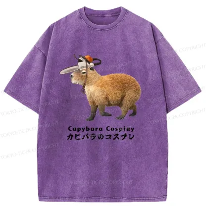 Tokyo-Tiger Capybara Cosplay Washed T-Shirt