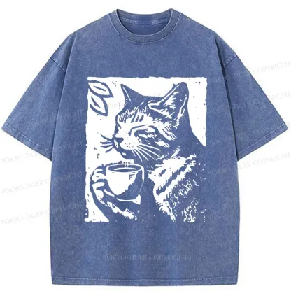 Tokyo-Tiger Comfortable Cat Washed T-Shirt