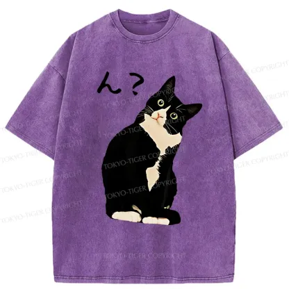 Tokyo-Tiger Suspicious Cat Japan Washed T-Shirt