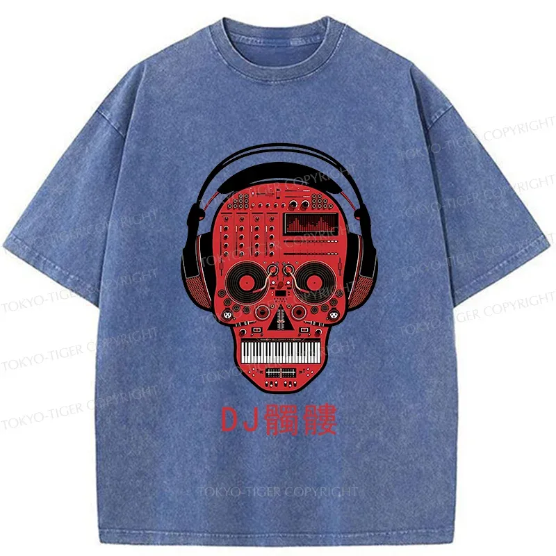 Tokyo-Tiger DJ Skull Washed T-Shirt
