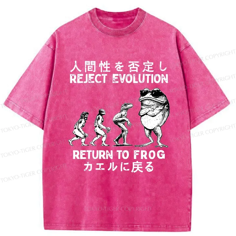 Tokyo-Tiger Reject Evolution Return To Frog Funny Washed T-Shirt