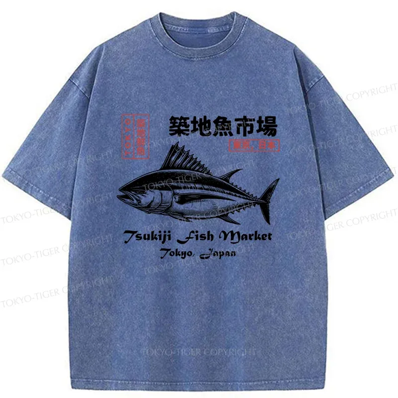 Tokyo-Tiger Vintage Tokyo Fish Market Washed T-Shirt