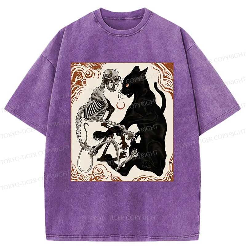 Tokyo-Tiger Twin Cats Washed T-Shirt