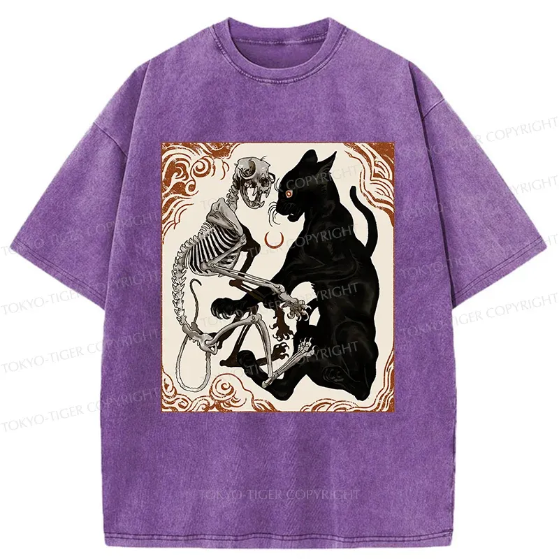 Tokyo-Tiger Twin Cats Washed T-Shirt