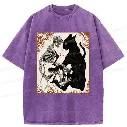Tokyo-Tiger Twin Cats Washed T-Shirt