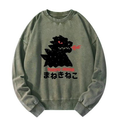 Tokyo-Tiger Japanese Fortune Cat Washed Sweatshirt