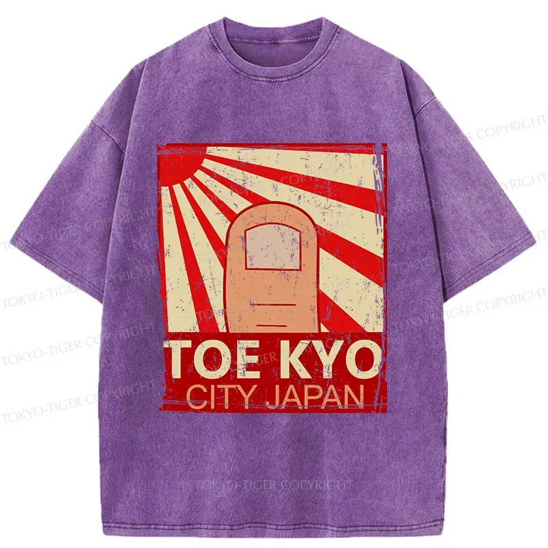 Tokyo-Tiger Toe Kyo Funny Washed T-Shirt