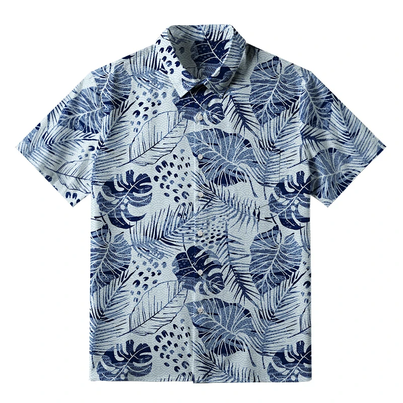 Tokyo-Tiger Muted Jungle Leaf Button-up Shirt