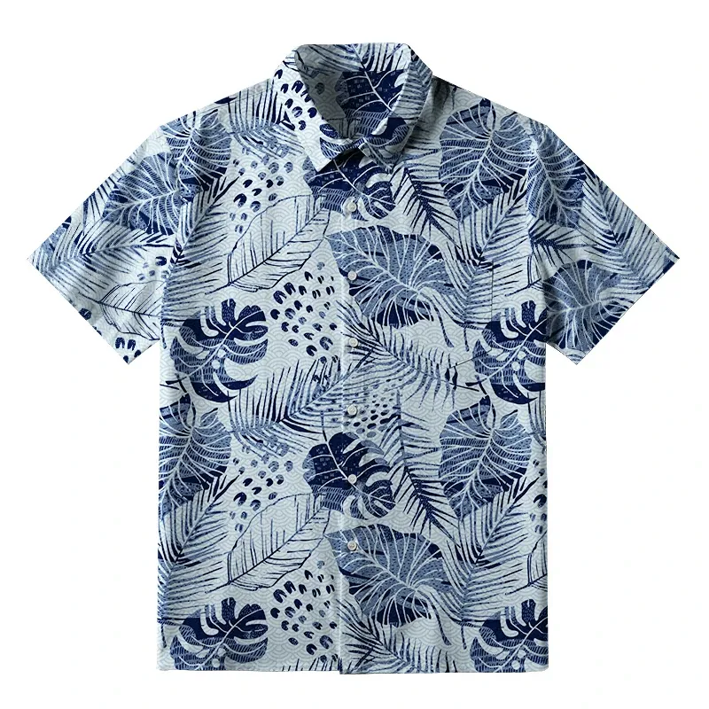 Tokyo-Tiger Muted Jungle Leaf Button-up Shirt