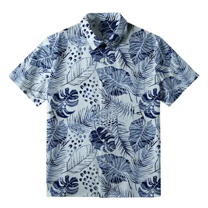 Tokyo-Tiger Muted Jungle Leaf Button-up Shirt