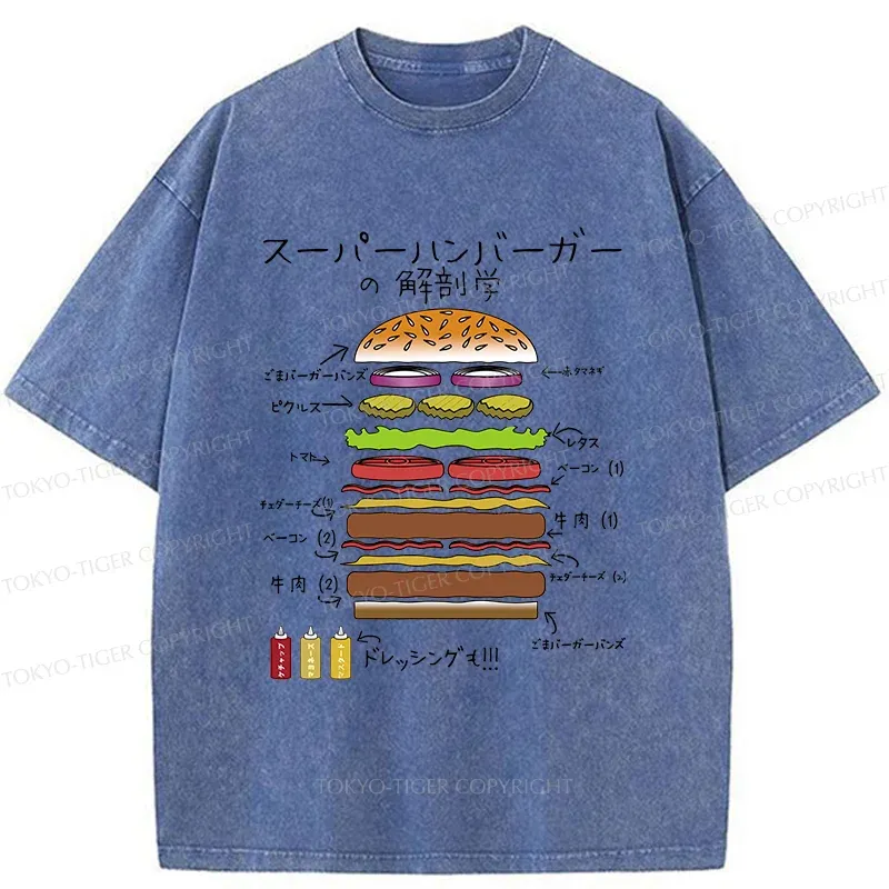 Tokyo-Tiger Anatomy Of A Hamburger Washed T-Shirt