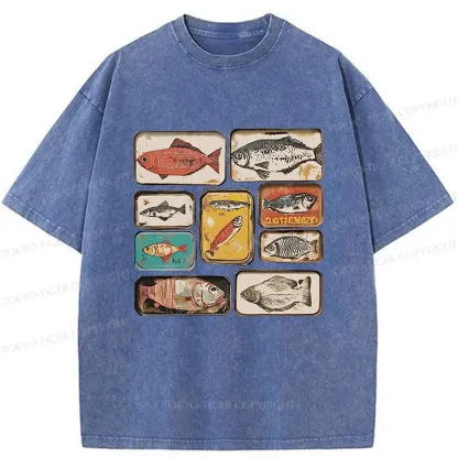 Tokyo-Tiger Vintage Canned Fish Washed T-Shirt