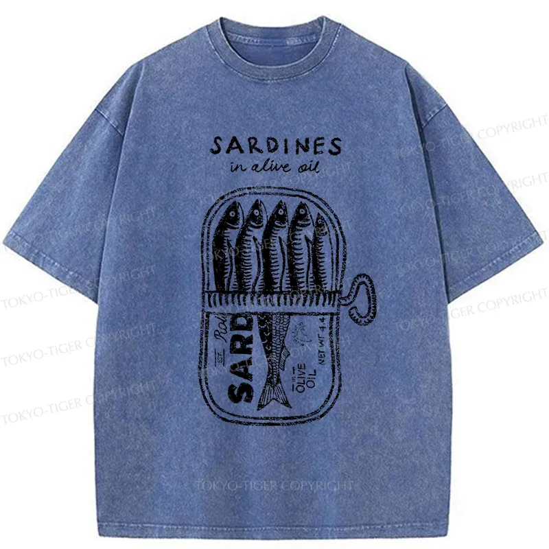 Tokyo-Tiger Canned Sardines Washed T-Shirt
