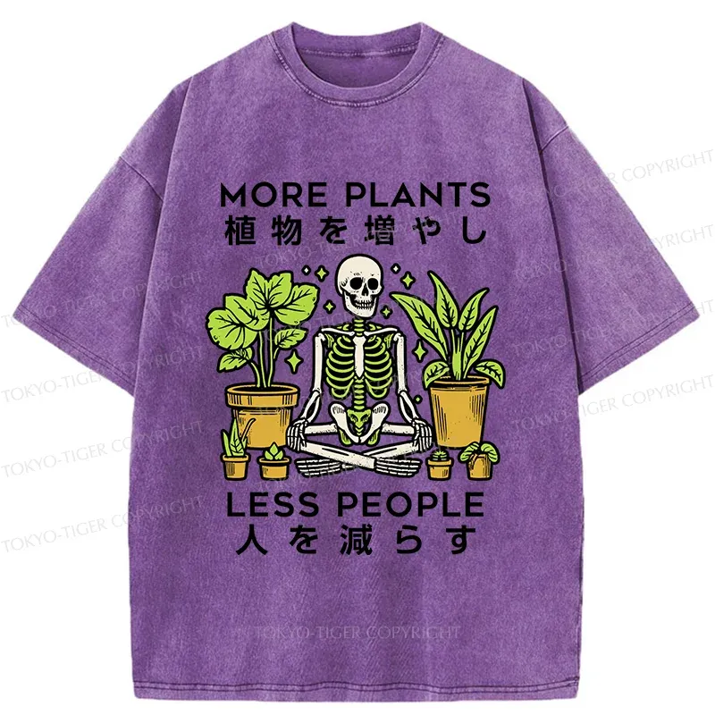 Tokyo-Tiger Plants And Skeleton Washed T-Shirt
