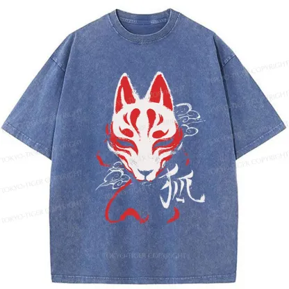 Tokyo-Tiger Japanese Fox Mask Washed T-Shirt