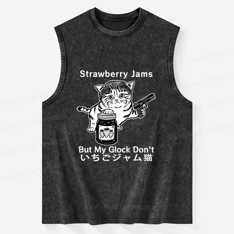 Tokyo-Tiger Strawberry Jam Cat Washed Tank