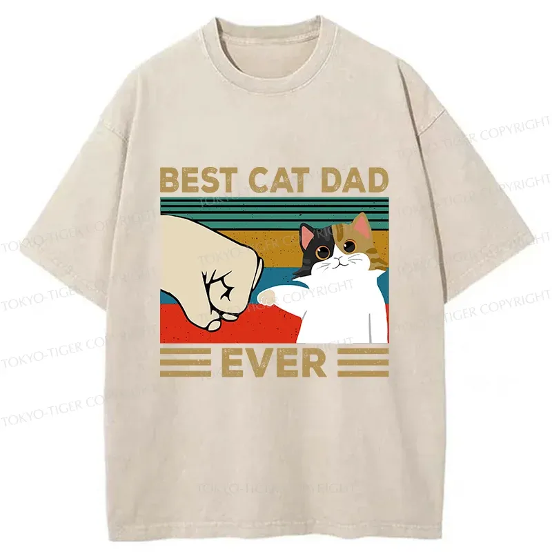 Tokyo-Tiger Cat Dad Funny Washed T-Shirt