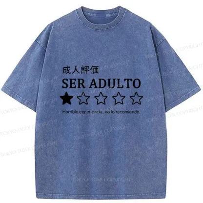 Tokyo-Tiger Adult Reviews Washed T-Shirt