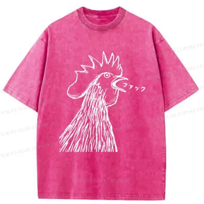 Tokyo-Tiger Funny Dirty Talking Chicken Washed T-Shirt