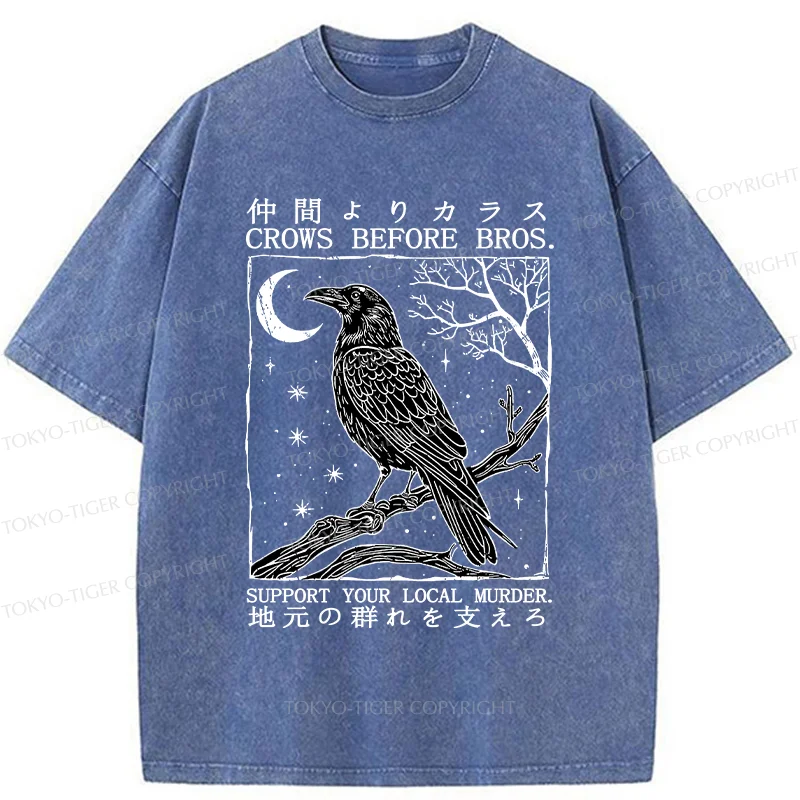 Tokyo-Tiger Funny Crow Washed T-Shirt