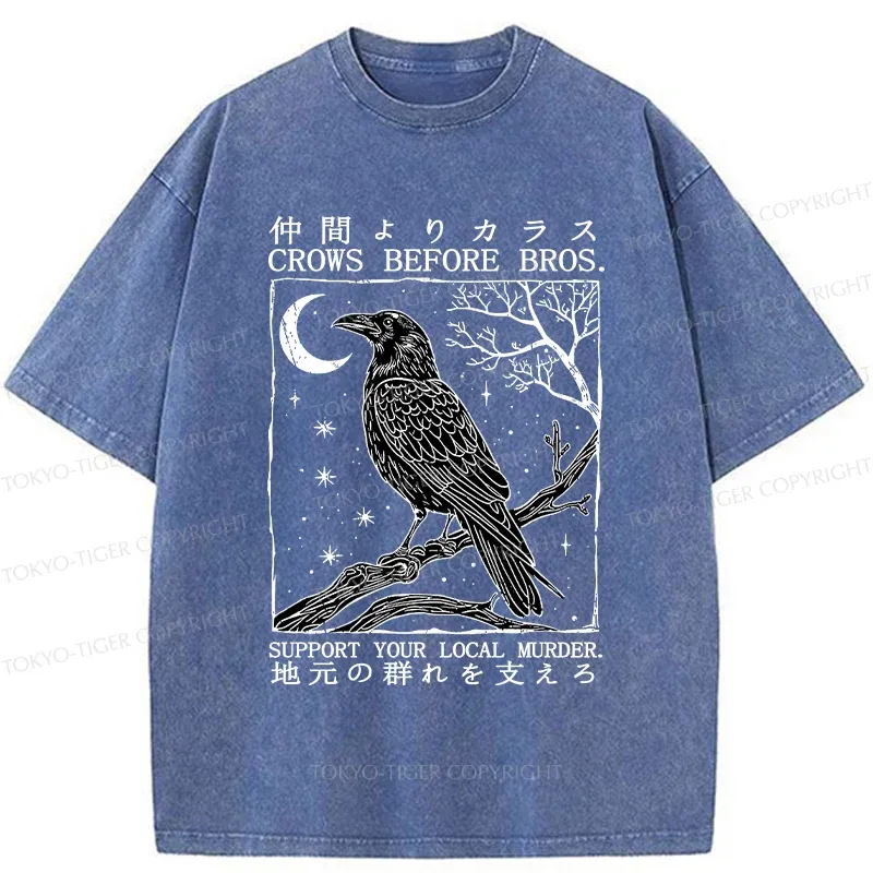 Tokyo-Tiger Funny Crow Washed T-Shirt