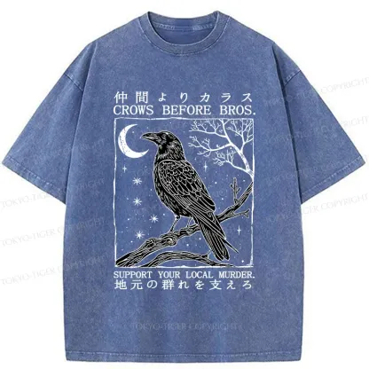 Tokyo-Tiger Funny Crow Washed T-Shirt
