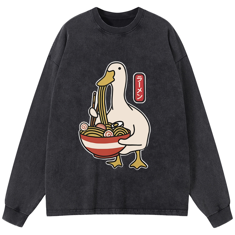 Tokyo-Tiger Ramen Lover Goose Washed Long Sleeve T-Shirt