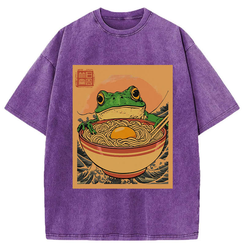 Tokyo-Tiger Ramen Lover Frog Washed T-Shirt