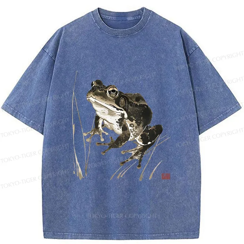 Tokyo-Tiger Japanese Retro Field Frog Washed T-Shirt
