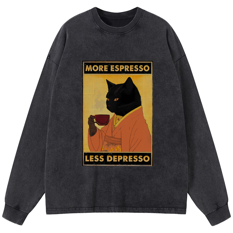 Tokyo-Tiger Increase Espresso Decrease Distress Washed Long Sleeve T-S