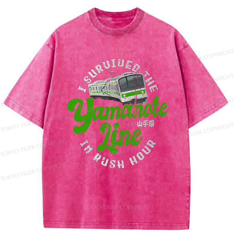 Tokyo-Tiger Funny Yamanote Line Washed T-Shirt