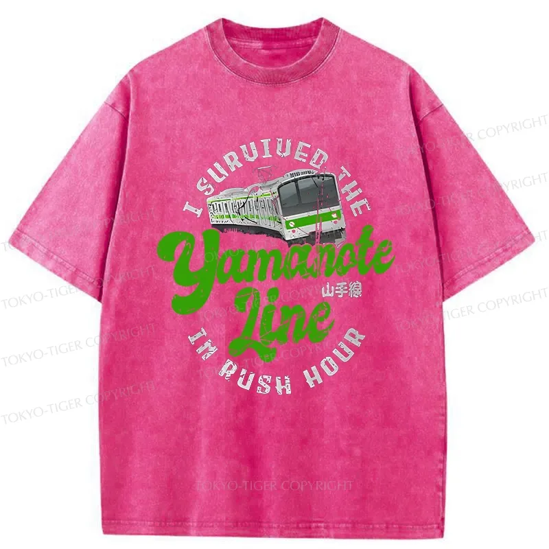 Tokyo-Tiger Funny Yamanote Line Washed T-Shirt