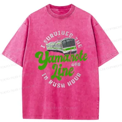 Tokyo-Tiger Funny Yamanote Line Washed T-Shirt